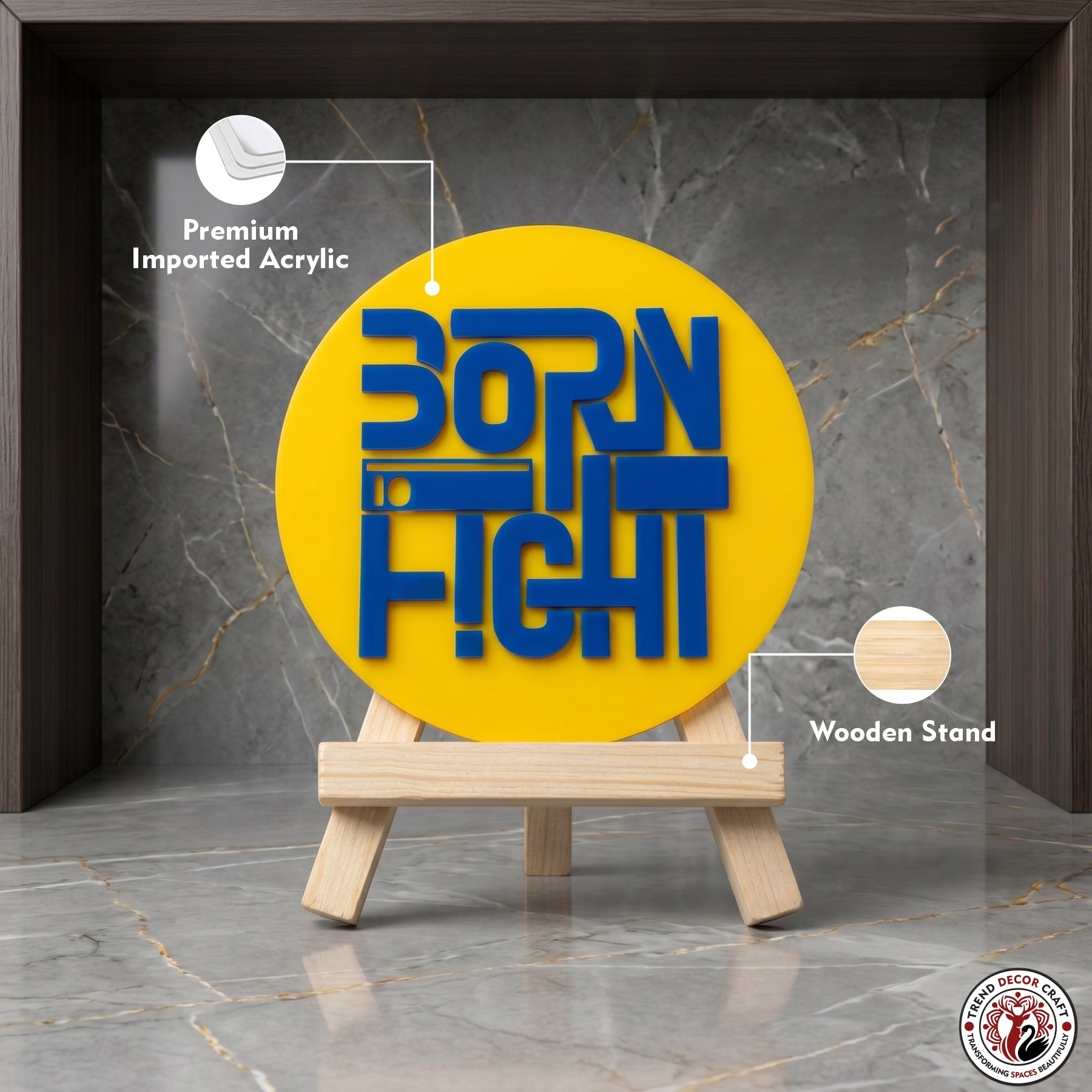 Born to Fight Motivational Desk Decor