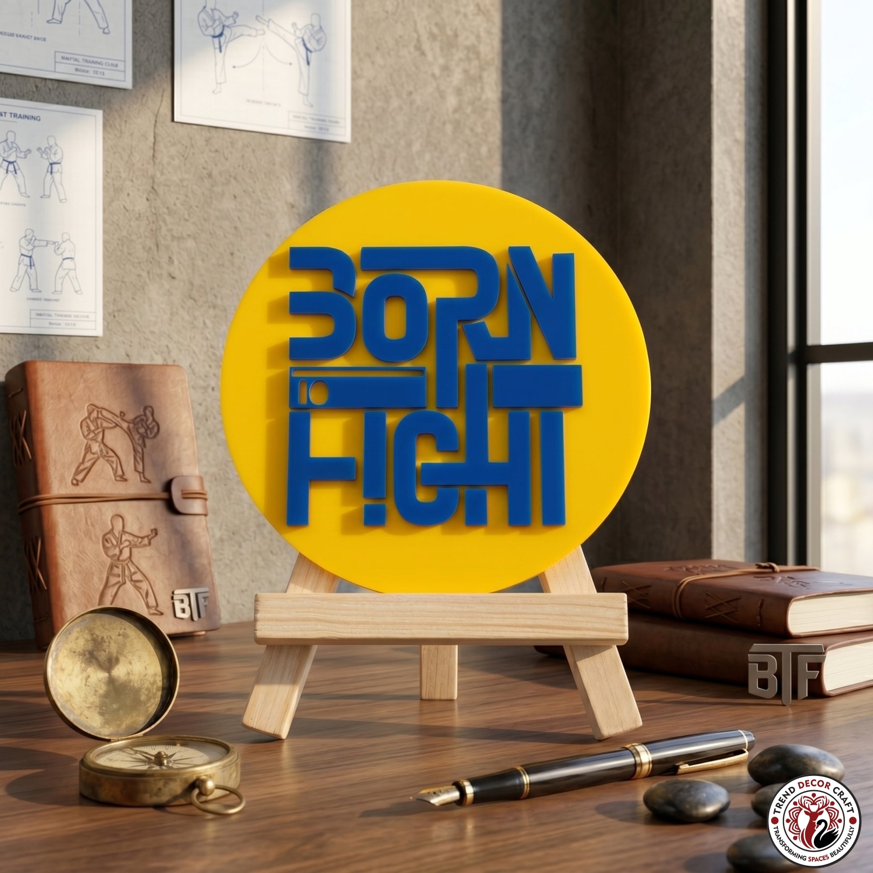 Born to Fight Motivational Desk Decor