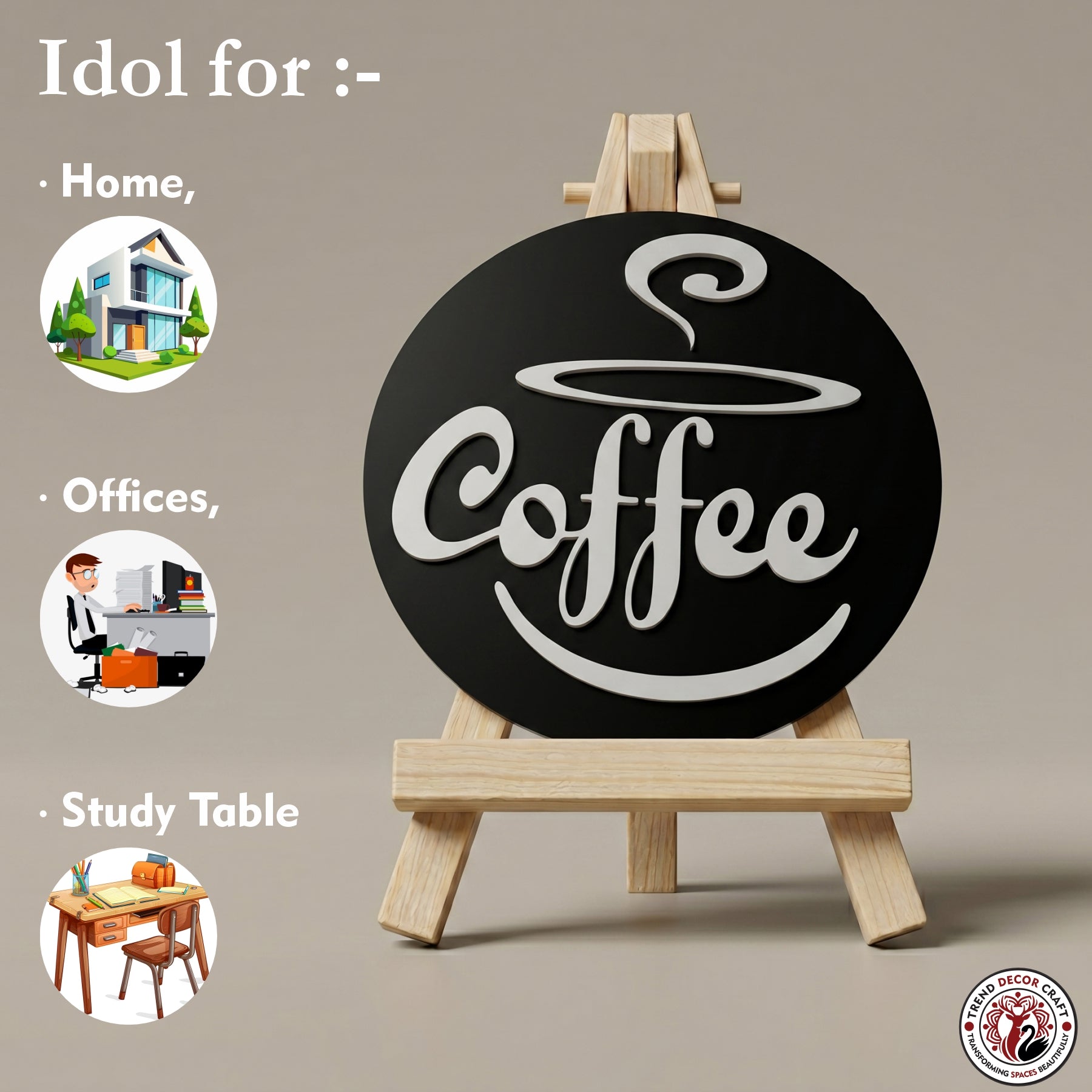 Coffee Theme Desk Decor | Modern Coffee Table Showpiece