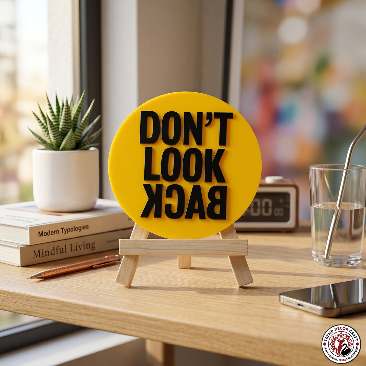 Don't Look Back Motivational Desk Decor