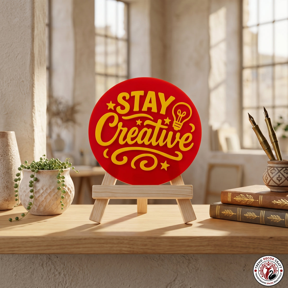 Stay Creative Motivational Desk Decor