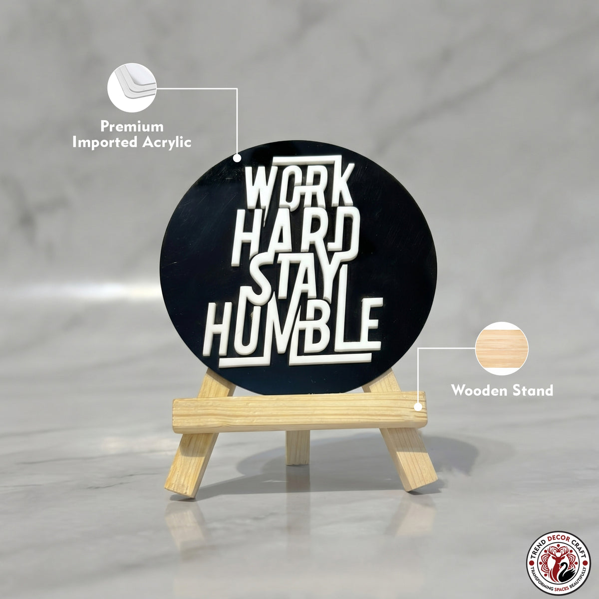 Work Hard Stay Humble Motivational Desk Decor
